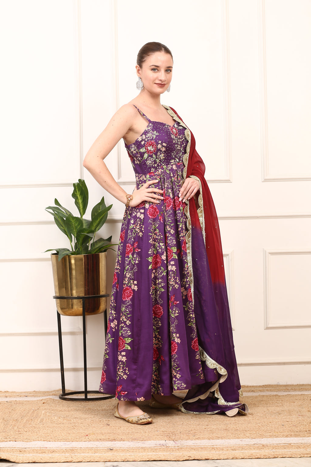 Purple Handcrafted Silk Dress