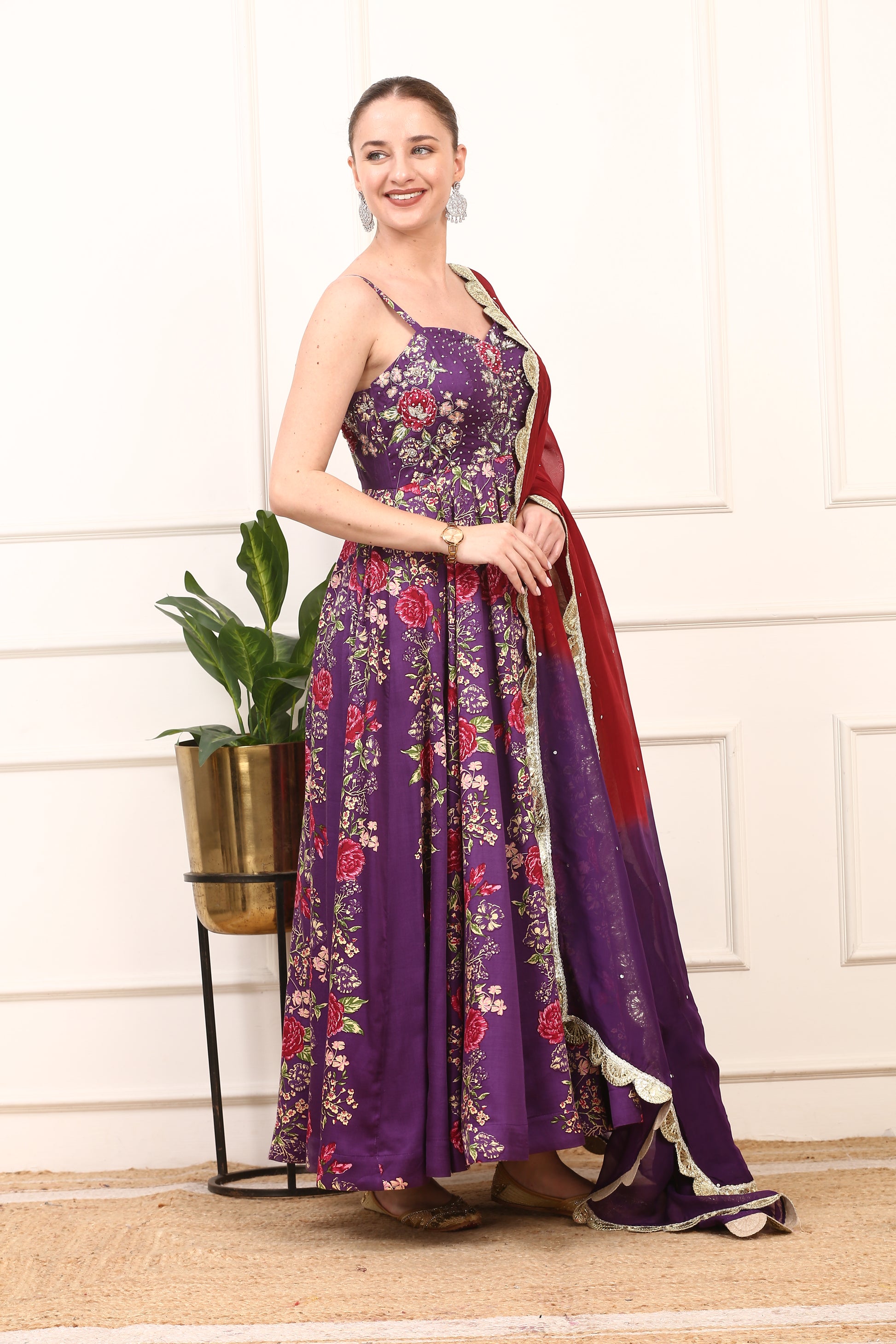 Purple Handcrafted Silk Dress