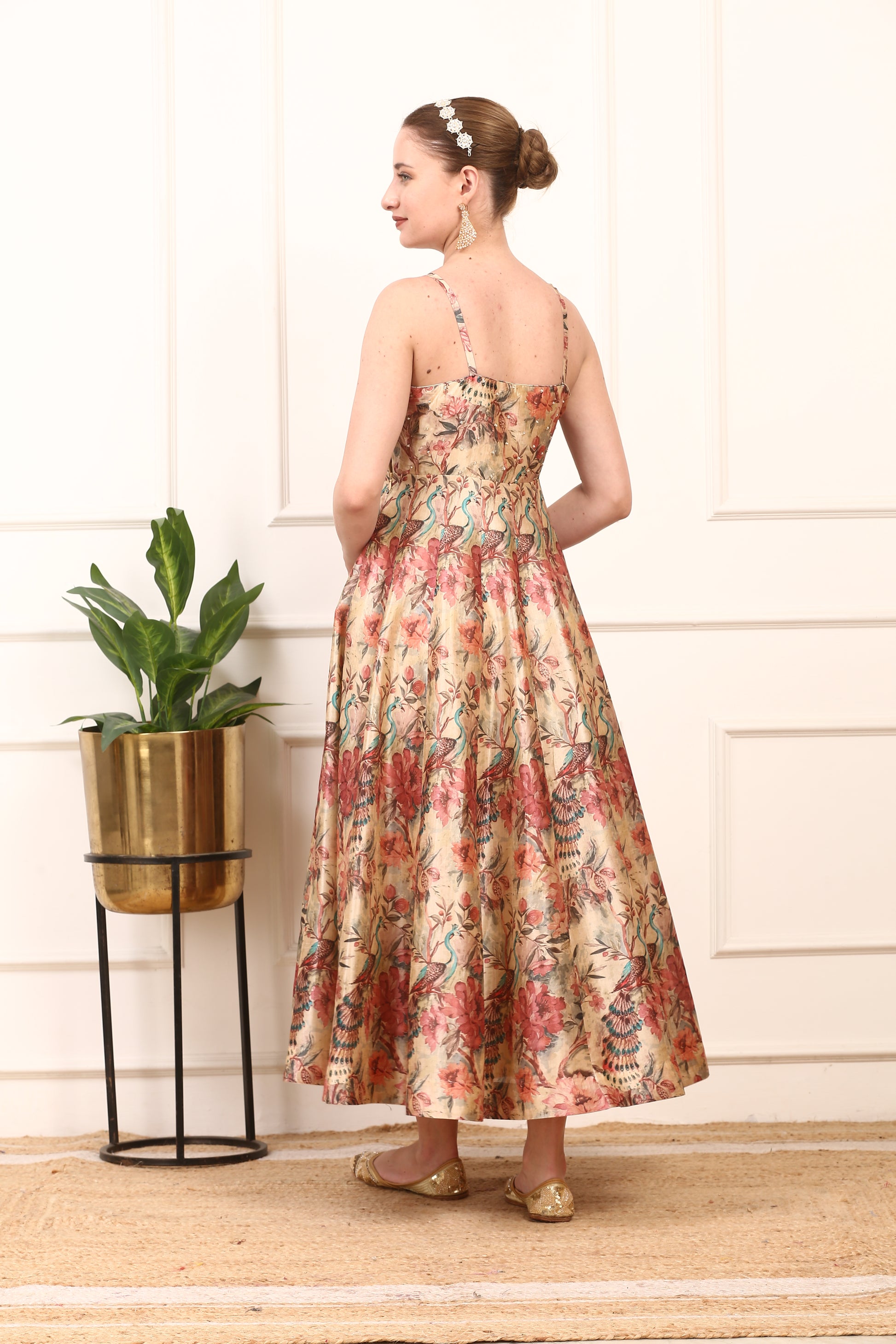 Premium Silk Adorned with Floral and Peacock Patterns