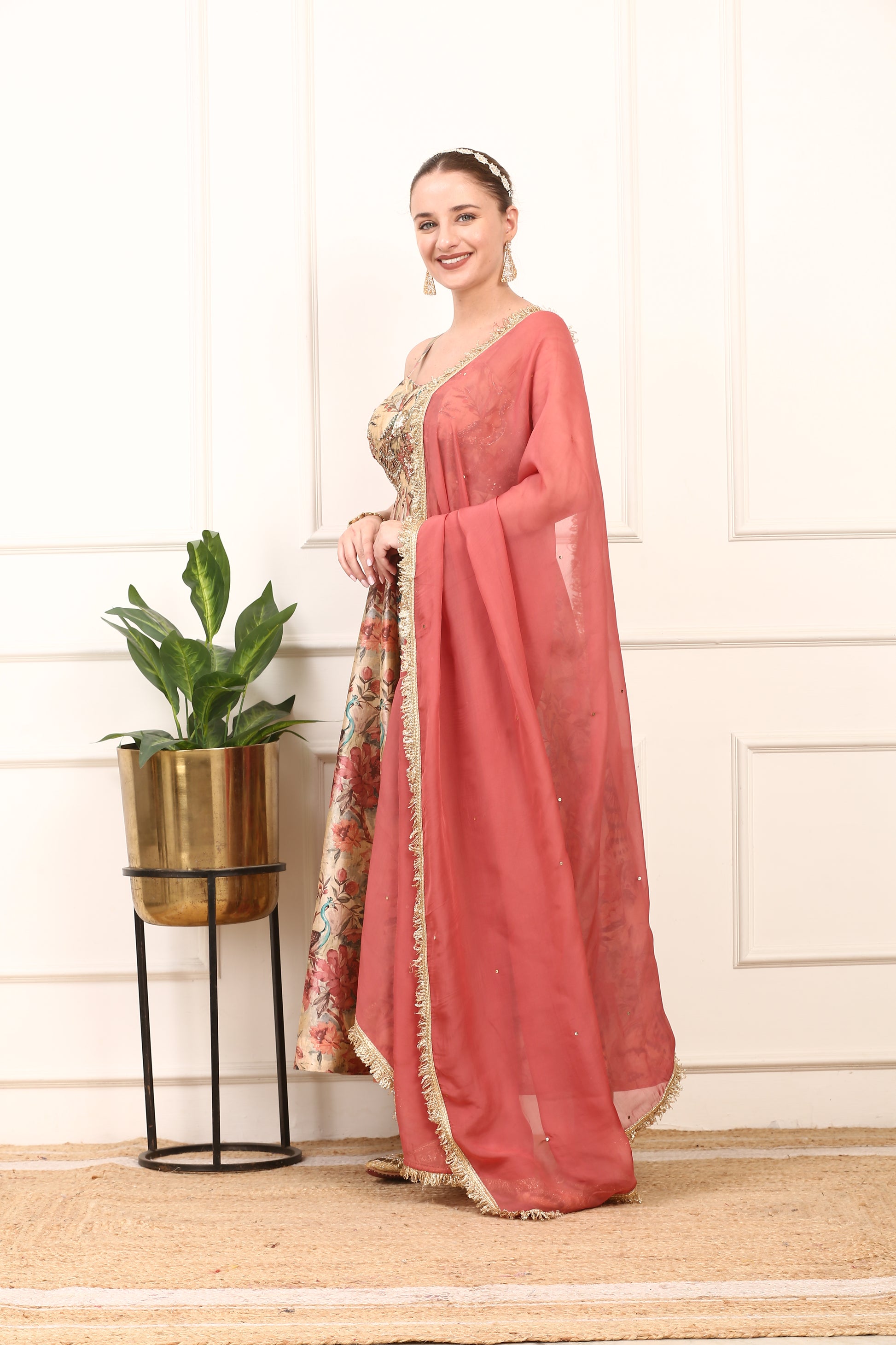 Premium Silk Adorned with Floral and Peacock Patterns