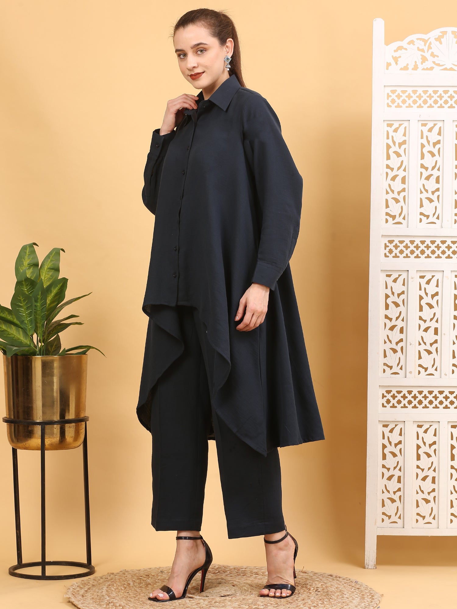 Black Cotton Stitched Suit