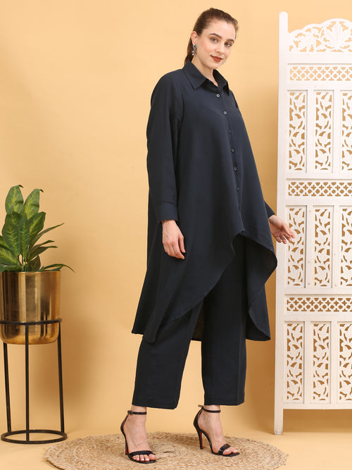 Black Cotton Stitched Suit