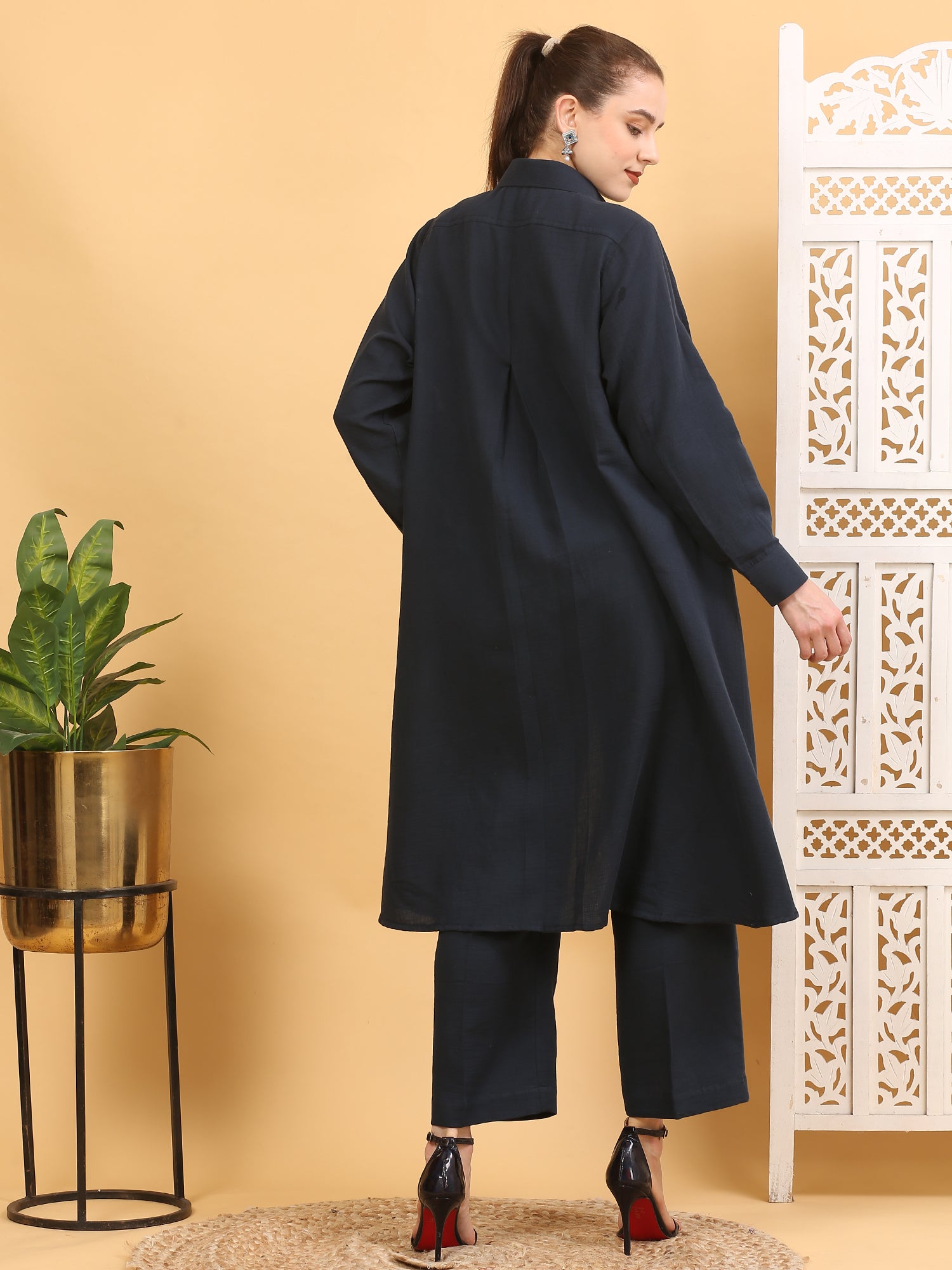 Black Cotton Stitched Suit
