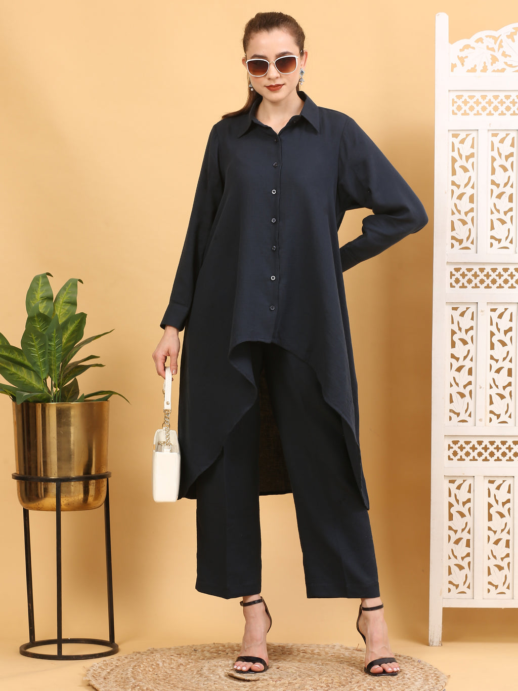 Black Cotton Stitched Suit