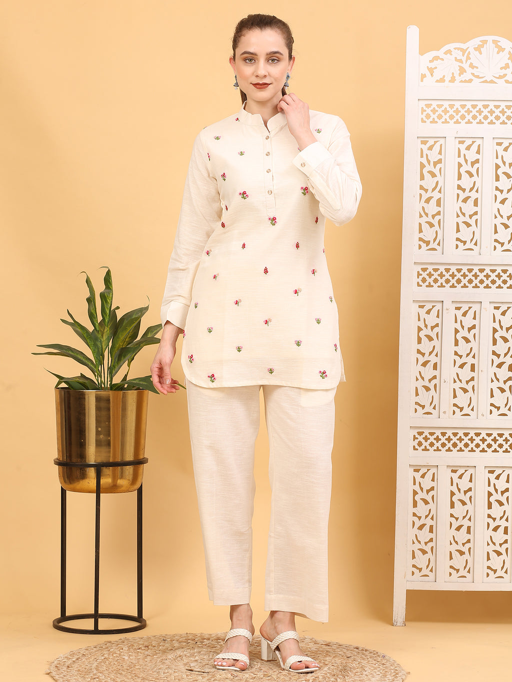 Handcrafted Cotton Embroidered Kurta Set