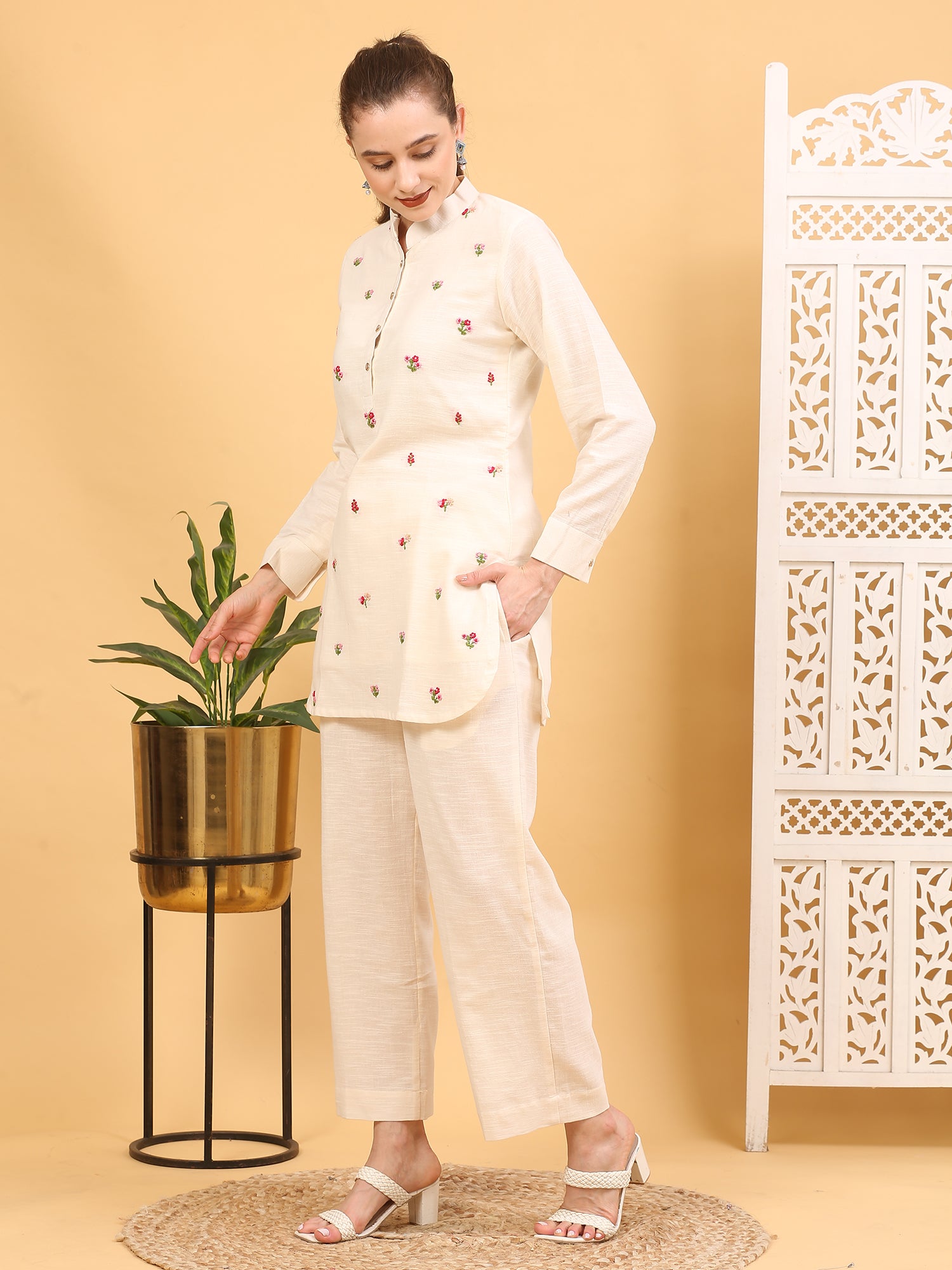 Handcrafted Cotton Embroidered Kurta Set