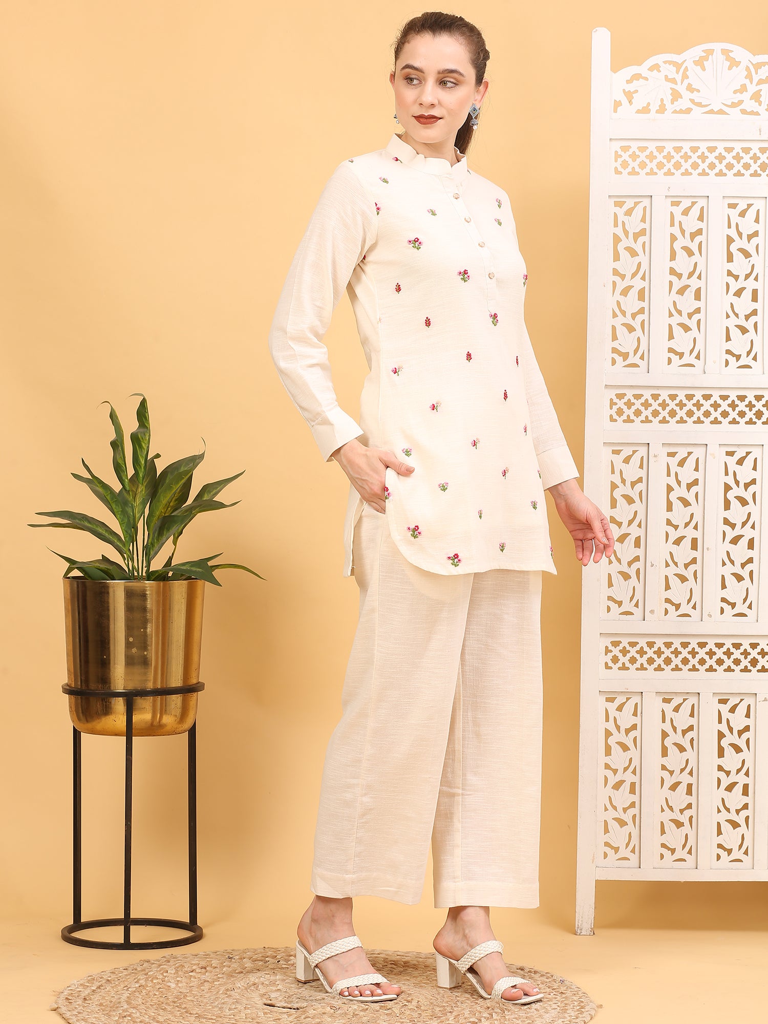 Handcrafted Cotton Embroidered Kurta Set