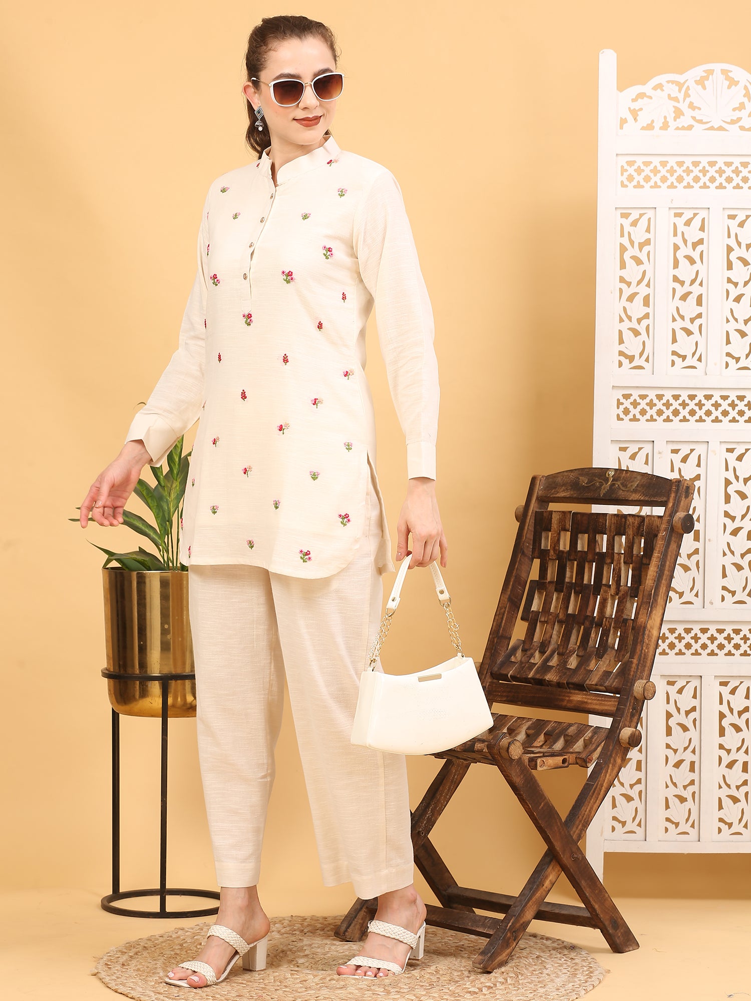 Handcrafted Cotton Embroidered Kurta Set