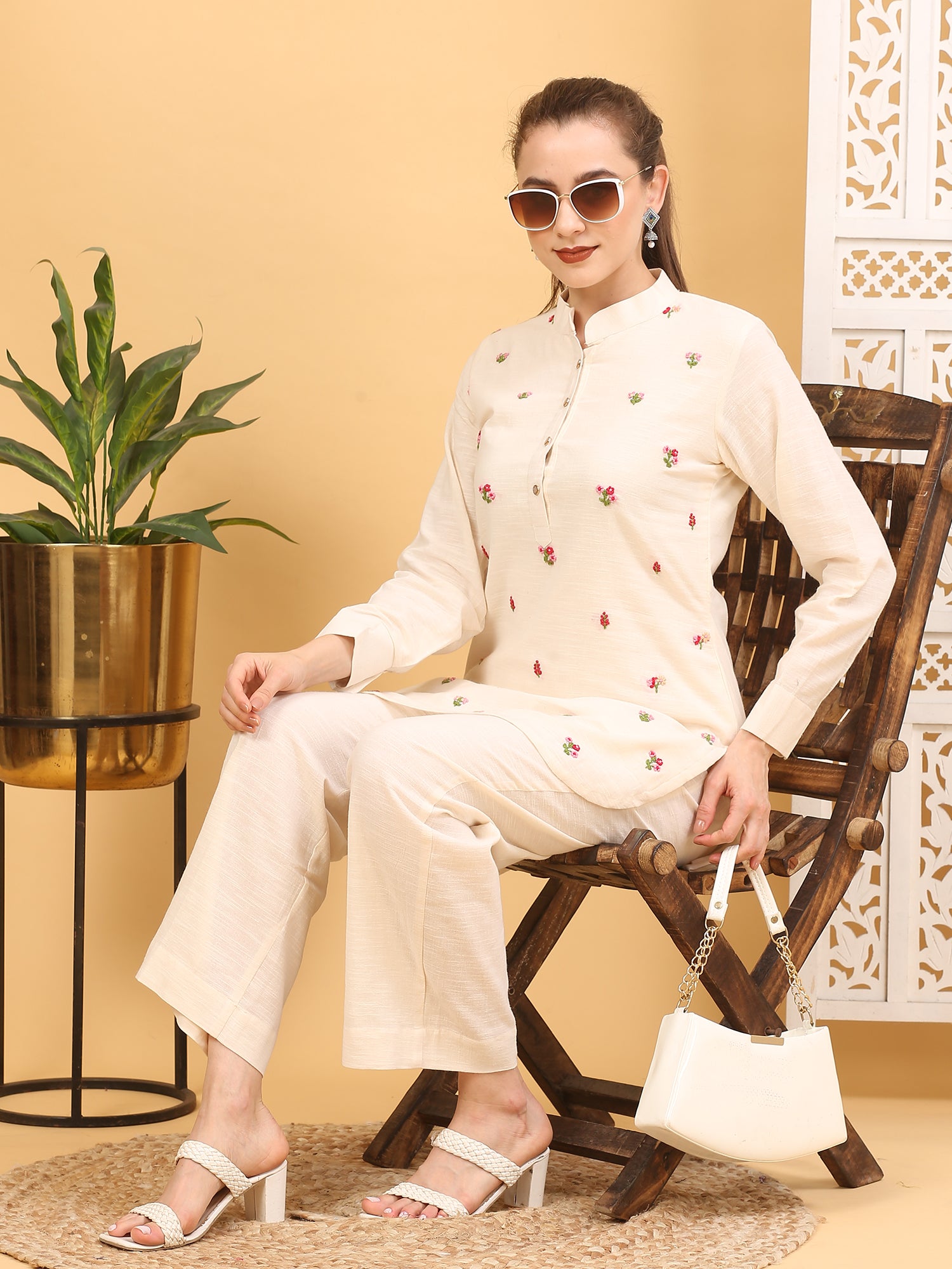 Handcrafted Cotton Embroidered Kurta Set