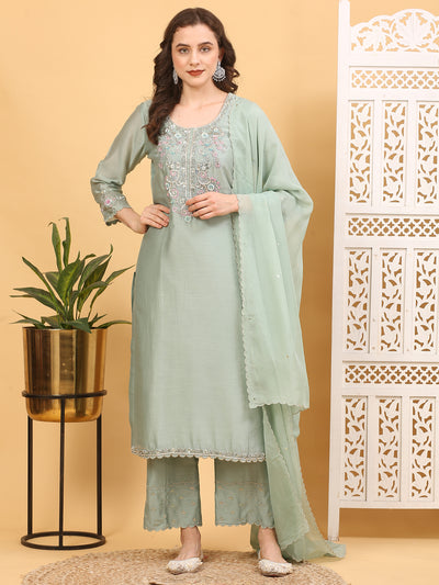 3-Piece Chanderi Silk Stitched Suit