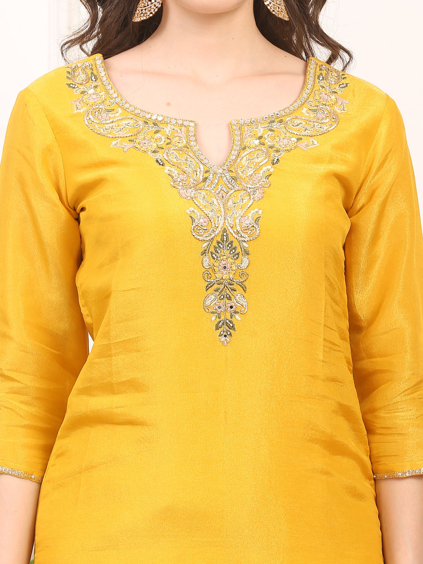 3-Piece Shimmer Silk Stitched Suit - Elegant Festive Ethnic Ensemble