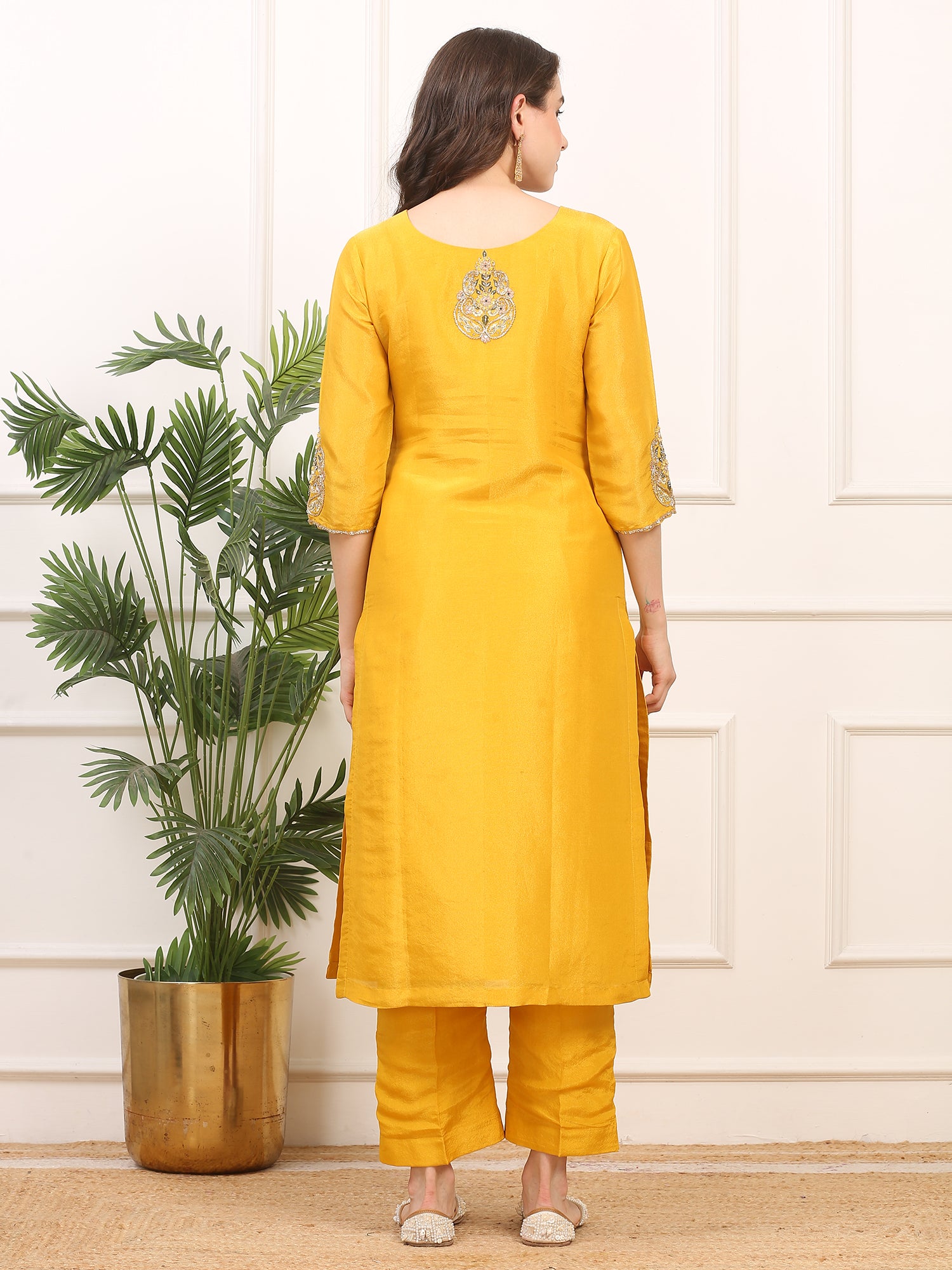 3-Piece Shimmer Silk Stitched Suit