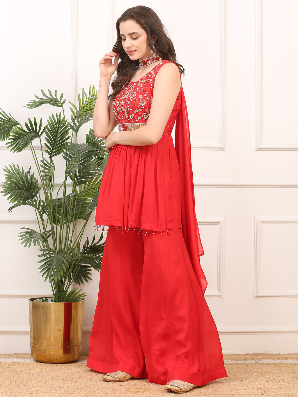 Handworked Red 3-Piece Stitched Suit