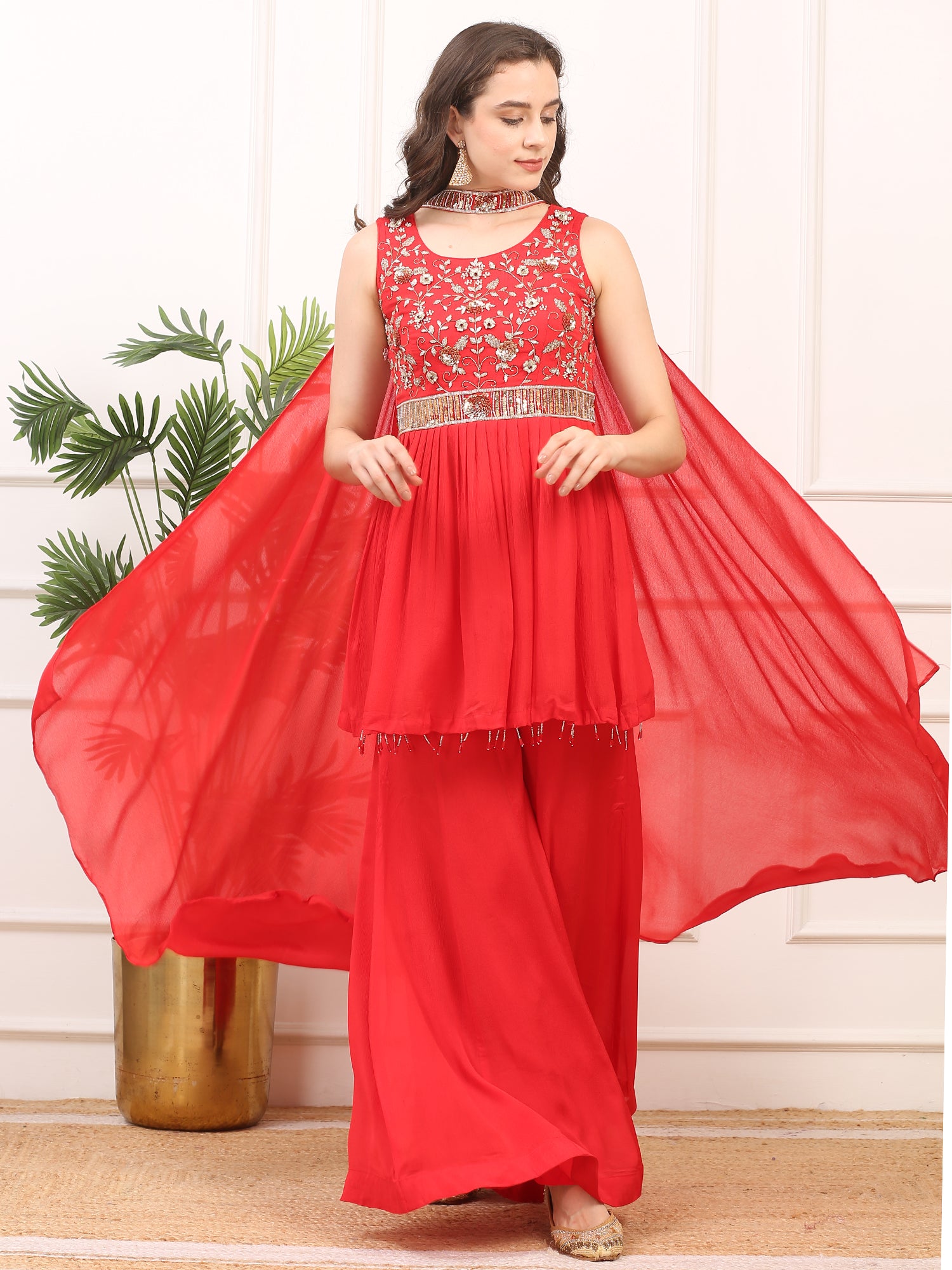 Handworked Red 3-Piece Stitched Suit