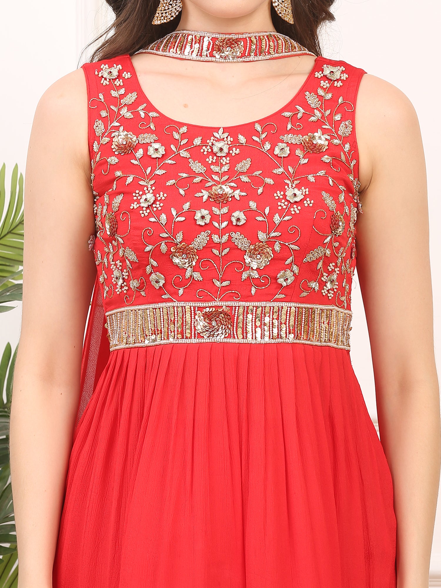 Handworked Red 3-Piece Stitched Suit