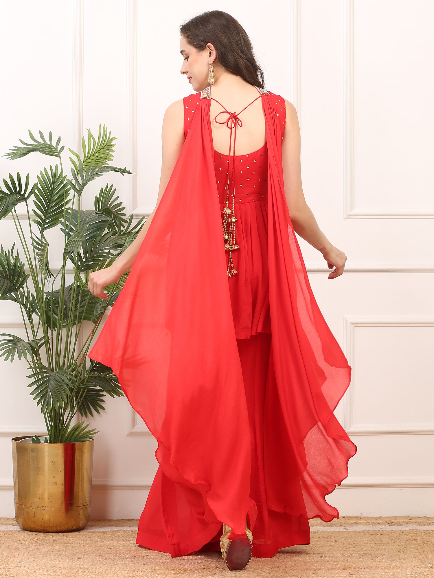 Handworked Red 3-Piece Stitched Suit