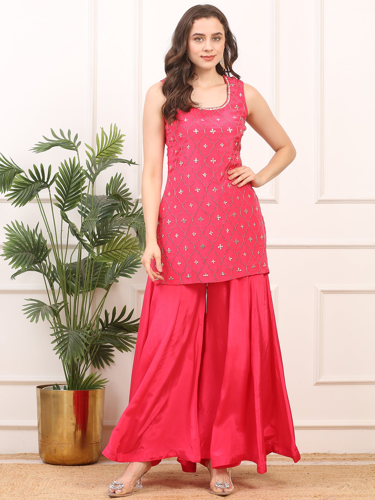 3-Piece Crepe Silk Stitched Suit