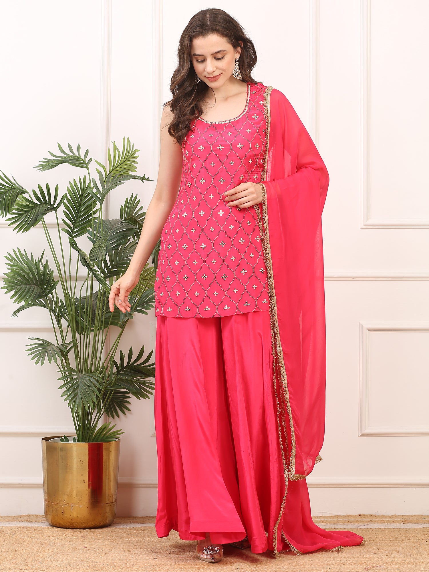 3-Piece Crepe Silk Stitched Suit