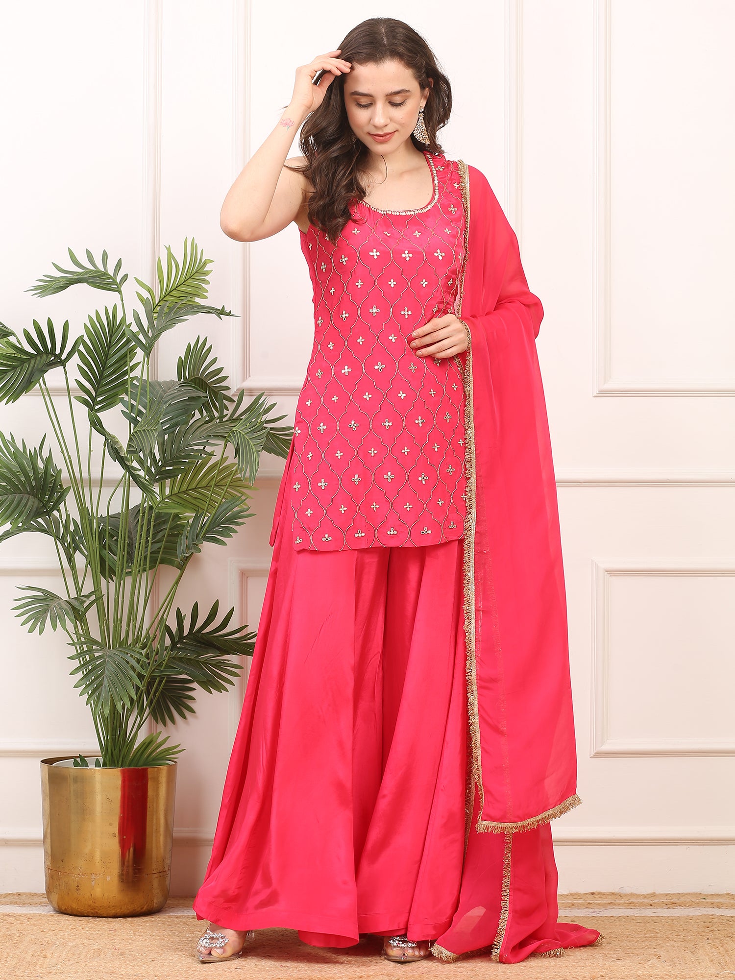 3-Piece Crepe Silk Stitched Suit