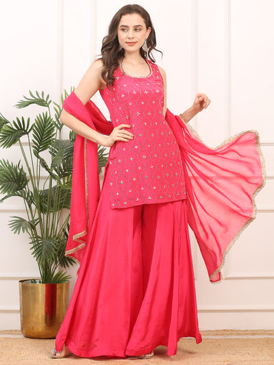 3-Piece Crepe Silk Stitched Suit