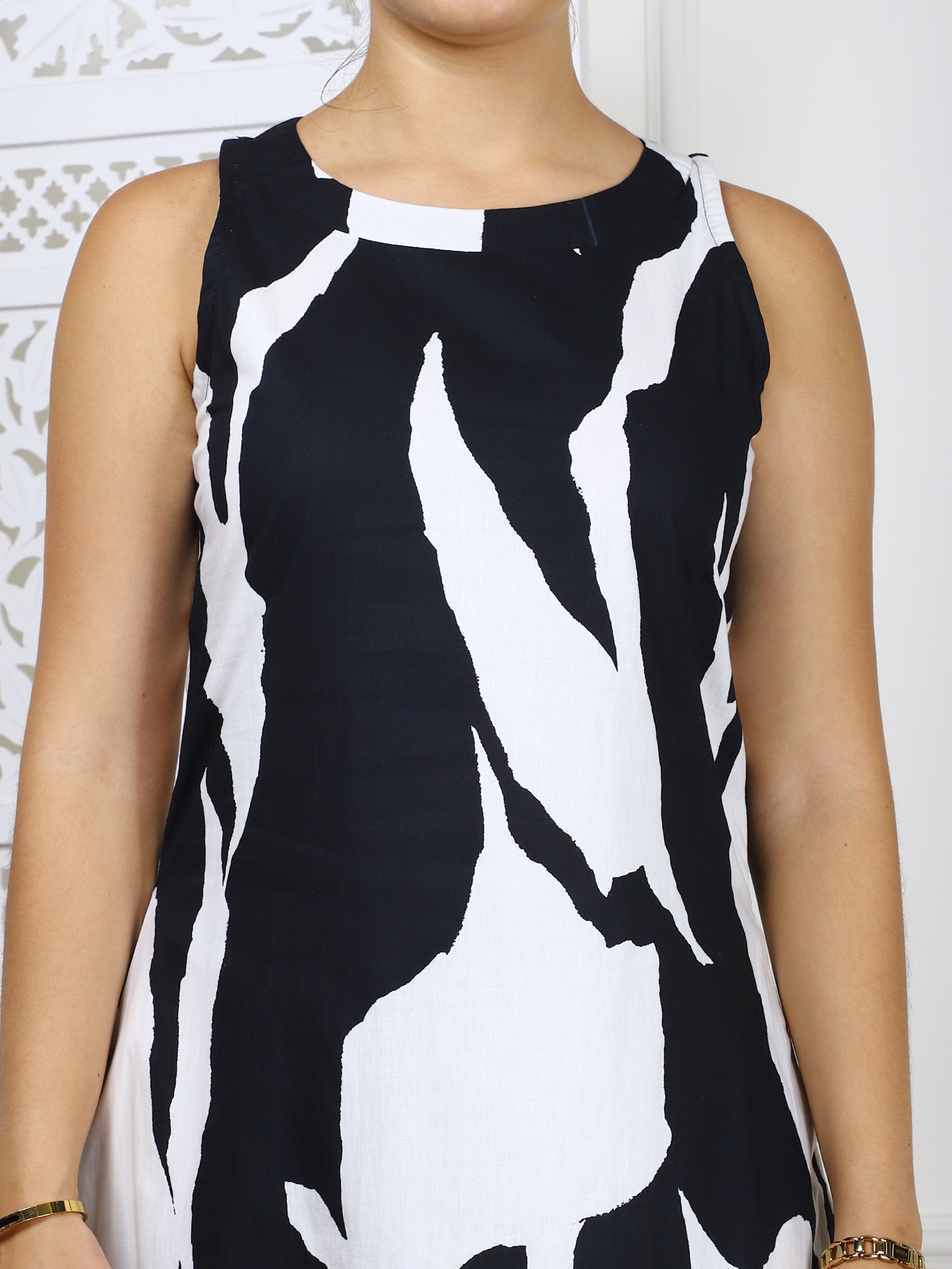 2-Piece Black & White Abstract Print Cotton Co-ord Set