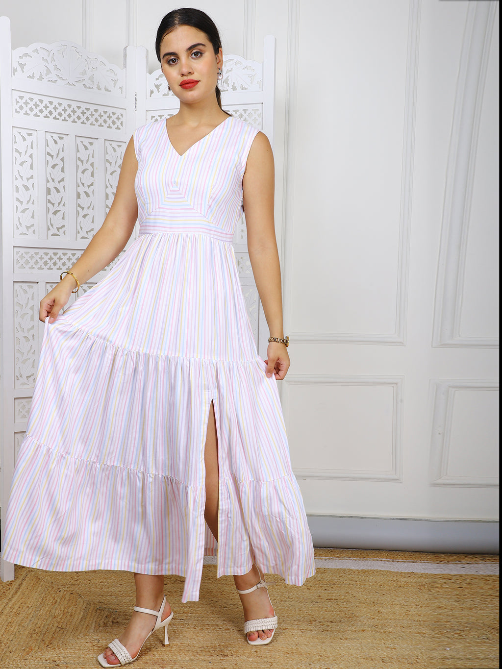 Premium Cotton Maxi Dress with Side Slit