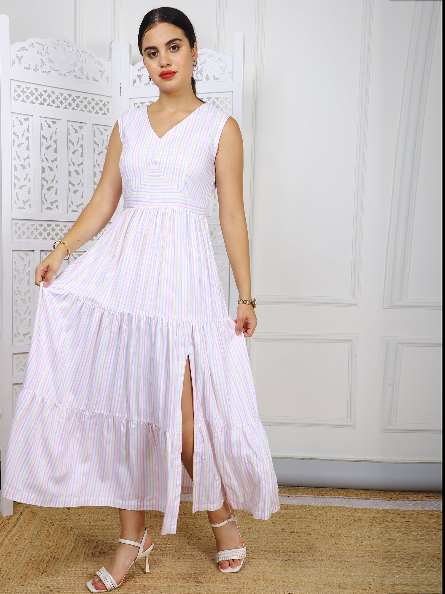 Premium Cotton Maxi Dress with Side Slit