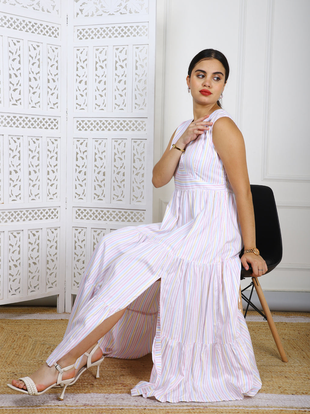 Premium Cotton Maxi Dress with Side Slit