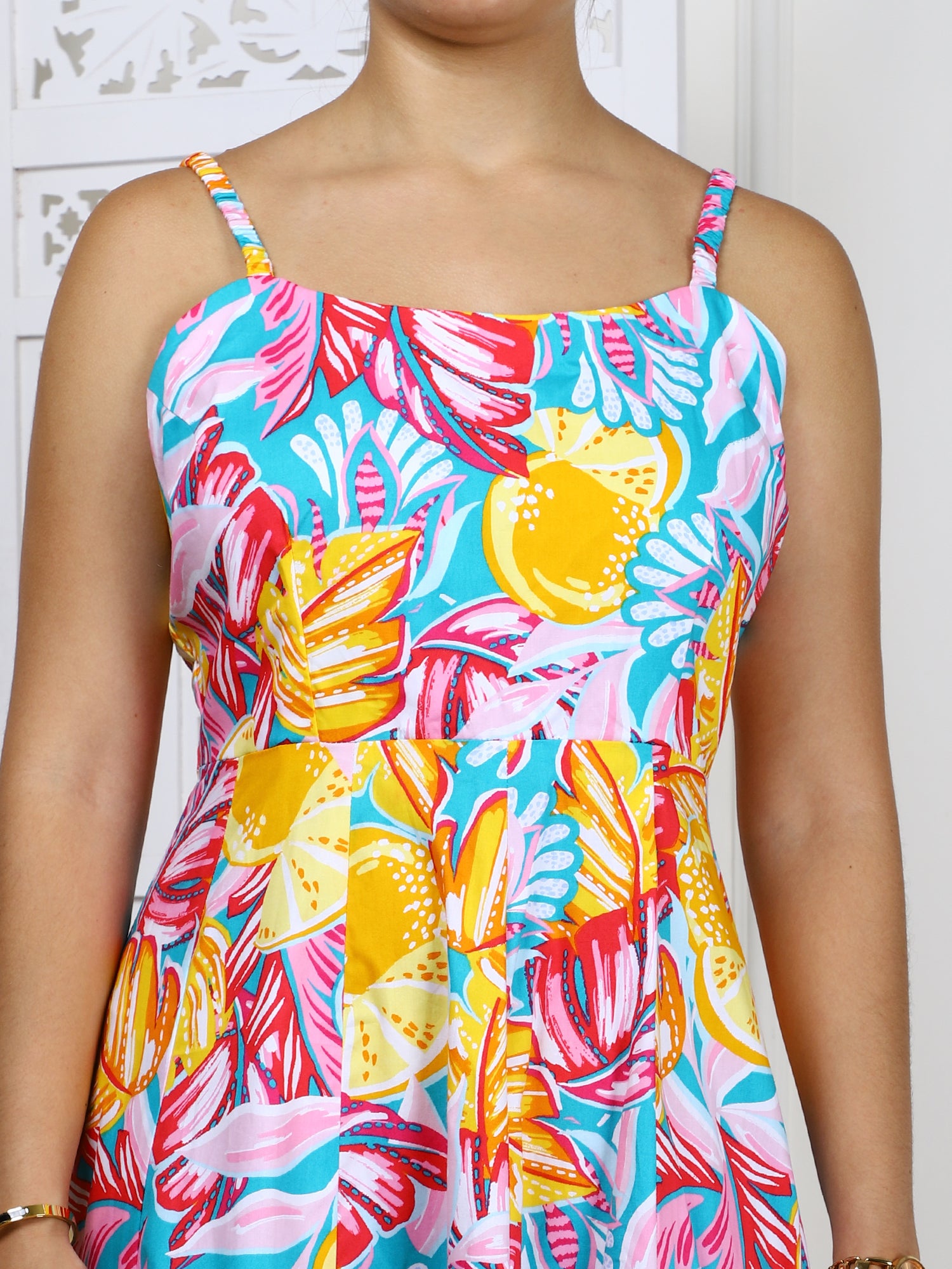 Tropical Print Cotton Maxi Dress