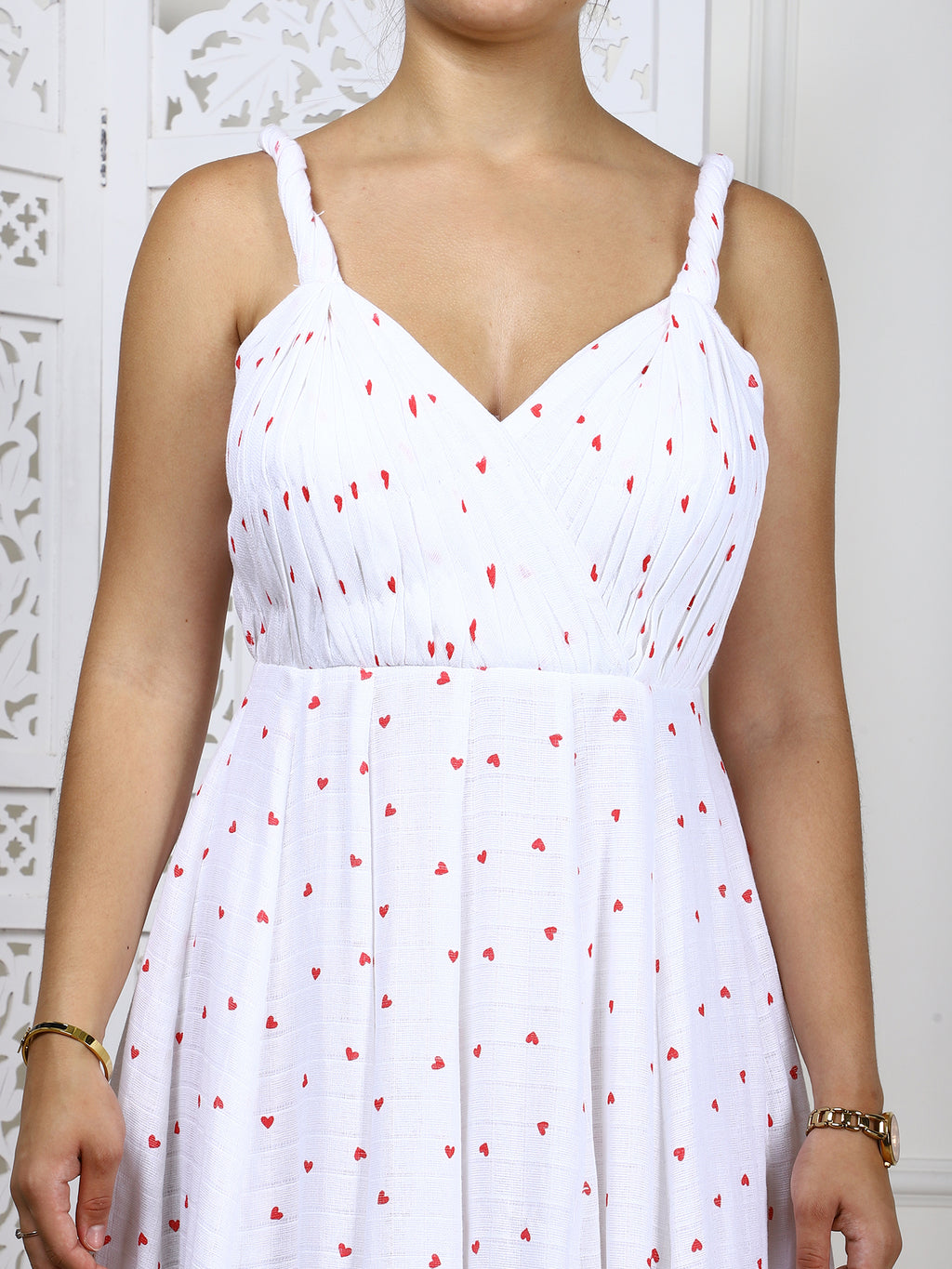 White & Red Kotta Doriya Maxi Dress