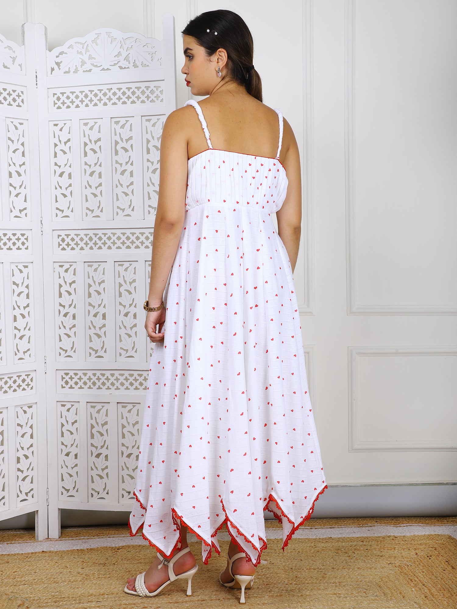 White & Red Kotta Doriya Maxi Dress